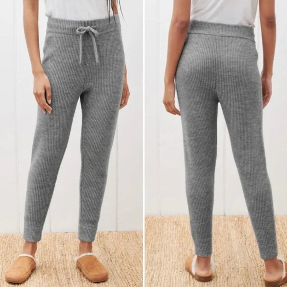 Jenni Kayne Gray Alpaca Merino Wool Fisherman Lounge Sweatpants Joggers sz M